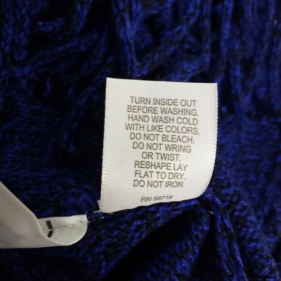 Relativity Womens Sweater Small Fringe Dolman Short Sleeve Blue Black Heathered - Picture 9 of 10